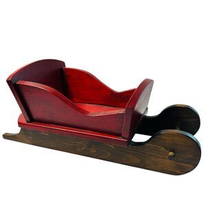 Vintage Wooden Sleigh Christmas Card Decor Holder Handmade USA 17.5X7.5"